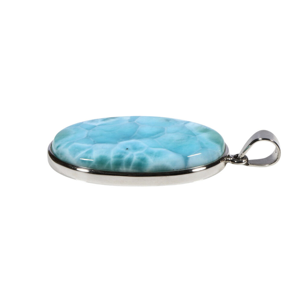 Zilveren hanger larimar | ovaal 3,4 x 2,8 cm Zilveren hanger larimar | ovaal 3,4 x 2,8 cm