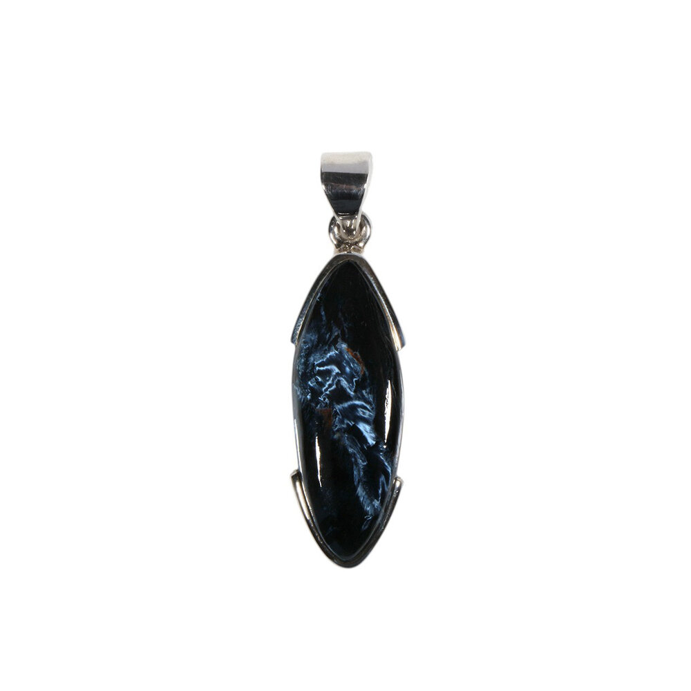 Zilveren hanger pietersiet (blauw) | markies 2,6 x 0,6 cm Zilveren hanger pietersiet (blauw) | markies 2,6 x 0,6 cm