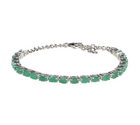Zilveren armband smaragd | ovaal facet 4 x 3 mm