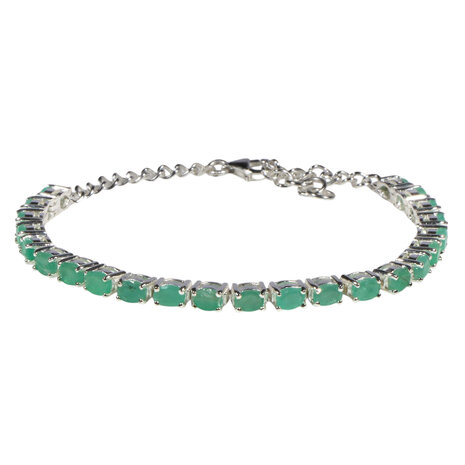 Zilveren armband smaragd | ovaal facet 4 x 3 mm