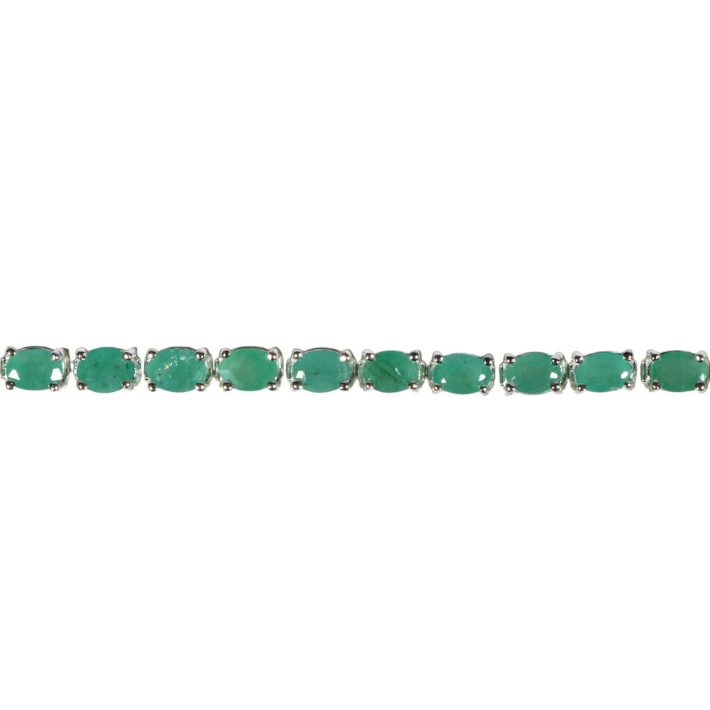 Zilveren armband smaragd | ovaal facet 4 x 3 mm