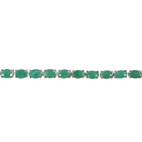 Zilveren armband smaragd | ovaal facet 4 x 3 mm
