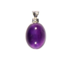 Zilveren hanger amethist | ovaal  1,9 x 1,4 cm