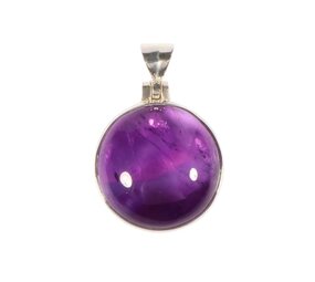 Zilveren hanger amethist | rond 2,1 cm Zilveren hanger amethist | rond 2,1 cm