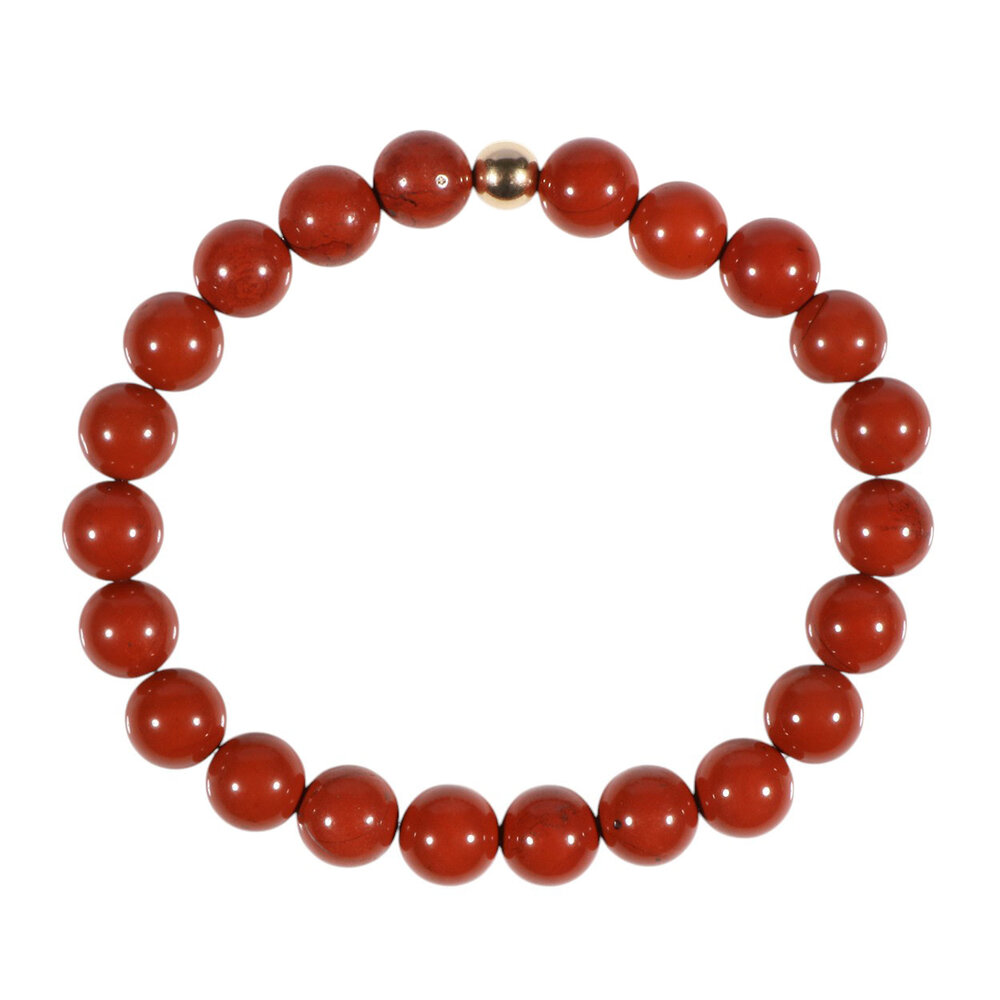 Jaspis (rood) armband met 14k gouden kraal | 8 mm Jaspis (rood) armband met 14k gouden kraal | 8 mm
