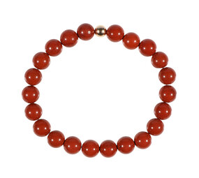 Jaspis (rood) armband met 14k gouden kraal | 8 mm Jaspis (rood) armband met 14k gouden kraal | 8 mm