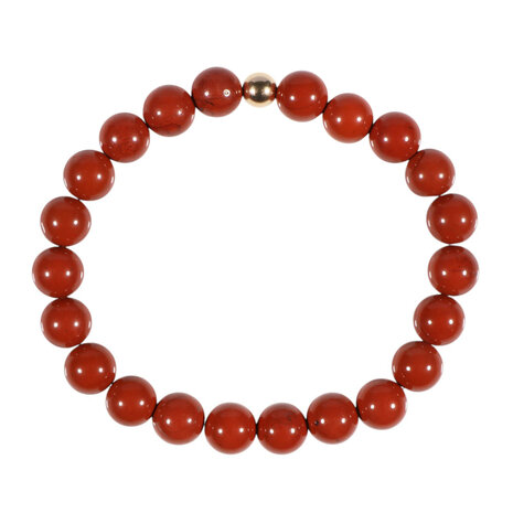 Jaspis (rood) armband met 14k gouden kraal | 8 mm Jaspis (rood) armband met 14k gouden kraal | 8 mm