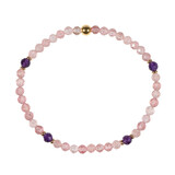 Aardbeienkwarts met amethist gold filled armband 4 mm facet | op elastiek