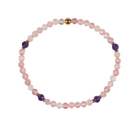Aardbeienkwarts met amethist gold filled armband 4 mm facet | op elastiek Aardbeienkwarts met amethist gold filled armband 4 mm facet | op elastiek