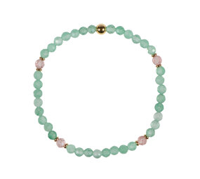 Aventurijn met aardbeienkwarts gold filled armband 4 mm facet | op elastiek Aventurijn met aardbeienkwarts gold filled armband 4 mm facet | op elastiek