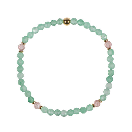 Aventurijn met aardbeienkwarts gold filled armband 4 mm facet | op elastiek Aventurijn met aardbeienkwarts gold filled armband 4 mm facet | op elastiek
