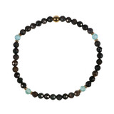 Opaal (zwart) met apatiet  gold filled armband 4 mm facet | op elastiek