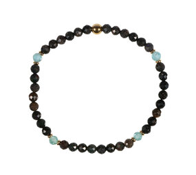 Opaal (zwart) met apatiet gold filled armband 4 mm facet | op elastiek Opaal (zwart) met apatiet gold filled armband 4 mm facet | op elastiek