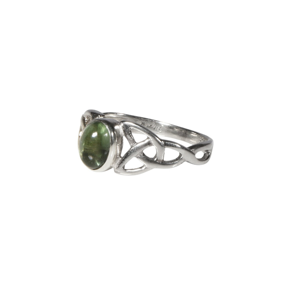Zilveren ring moldaviet maat 18 | keltisch ovaal  cabochon 7 x 5 mm