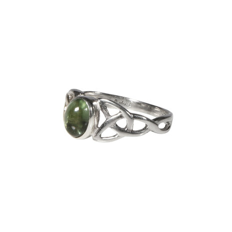 Zilveren ring moldaviet maat 18 | keltisch ovaal  cabochon 7 x 5 mm