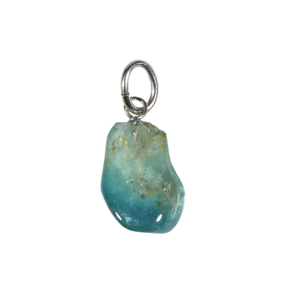 Indigoliet (blauwe toermalijn) hanger getrommeld met zilveren oogje Indigoliet (blauwe toermalijn) hanger getrommeld met zilveren oogje