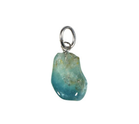 Indigoliet (blauwe toermalijn) hanger getrommeld met zilveren oogje Indigoliet (blauwe toermalijn) hanger getrommeld met zilveren oogje