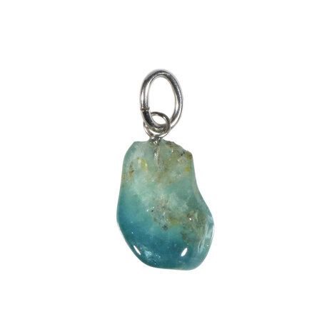 Indigoliet (blauwe toermalijn) hanger getrommeld met zilveren oogje Indigoliet (blauwe toermalijn) hanger getrommeld met zilveren oogje