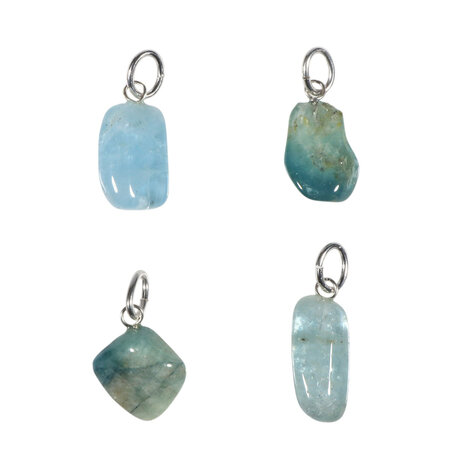Indigoliet (blauwe toermalijn) hanger getrommeld met zilveren oogje Indigoliet (blauwe toermalijn) hanger getrommeld met zilveren oogje