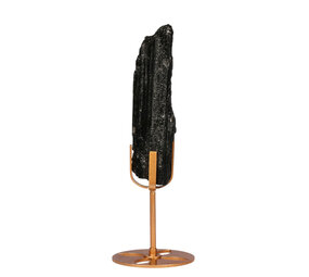 Toermalijn (zwart) ruw op goudkleurige standaard | 400 - 500 gram Toermalijn (zwart) ruw op goudkleurige standaard | 400 - 500 gram
