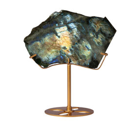 Labradoriet schijf gepolijst op standaard 13 x 18,2 x 1,6 cm | 790 gram Labradoriet schijf gepolijst op standaard 13 x 18,2 x 1,6 cm | 790 gram