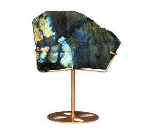 Labradoriet schijf gepolijst op standaard 12,3 x 18,5 x 1,6 cm | 970 gram Labradoriet schijf gepolijst op standaard 12,3 x 18,5 x 1,6 cm | 970 gram