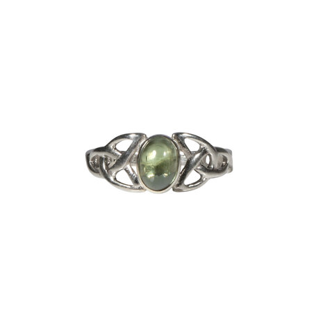 Zilveren ring moldaviet maat 17 1/2 | keltisch ovaal cabochon 7 x 5 mm Zilveren ring moldaviet maat 17 1/2 | keltisch ovaal cabochon 7 x 5 mm