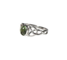 Zilveren ring moldaviet maat 17 1/2 | keltisch ovaal cabochon 7 x 5 mm Zilveren ring moldaviet maat 17 1/2 | keltisch ovaal cabochon 7 x 5 mm