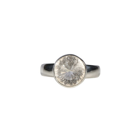 Zilveren ring bergkristal maat 17 1/2 | rond facet 0,9 cm Zilveren ring bergkristal maat 17 1/2 | rond facet 0,9 cm