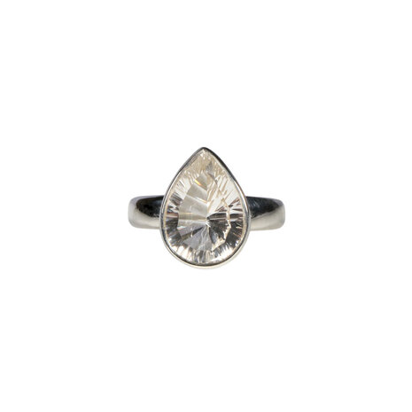 Zilveren ring bergkristal maat 17 | druppel facet 1,3 x 0,9 cm Zilveren ring bergkristal maat 17 | druppel facet 1,3 x 0,9 cm