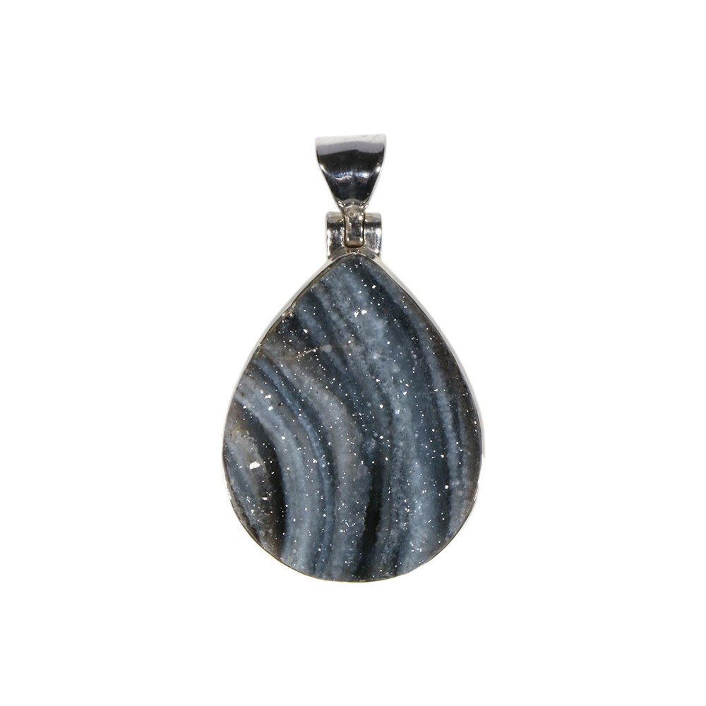 Zilveren hanger chalcedoonroosje | druppel 2,6 x 2 cm