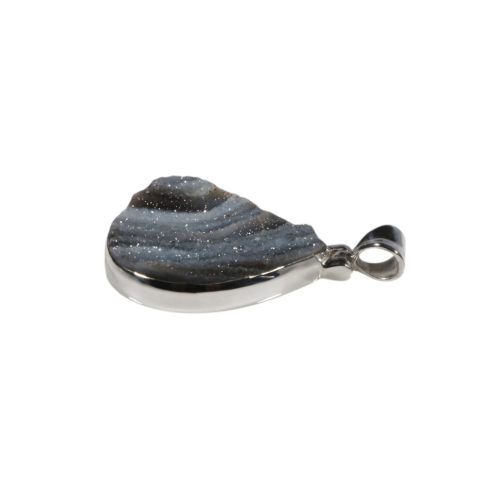 Zilveren hanger chalcedoonroosje | druppel 2,6 x 2 cm