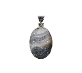 Zilveren hanger chalcedoonroosje | ovaal 2,5 x 1,8 cm