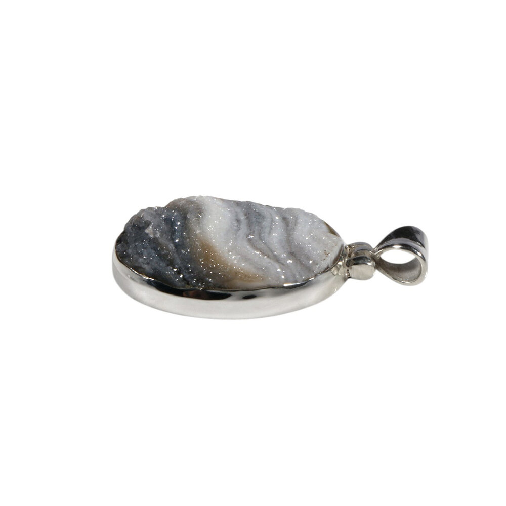 Zilveren hanger chalcedoonroosje | ovaal 2,5 x 1,8 cm