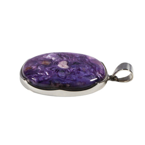 Zilveren hanger charoiet | ovaal 3,7 x 2,7 cm