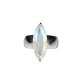 Zilveren ring maansteen (regenboog) maat 17 | markies facet (gezet) 2 x 0,8 cm