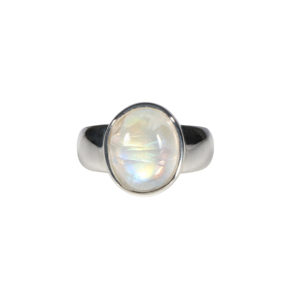 Zilveren ring maansteen (regenboog) maat 17 1/2 | ovaal 1,2 x 1 cm Zilveren ring maansteen (regenboog) maat 17 1/2 | ovaal 1,2 x 1 cm