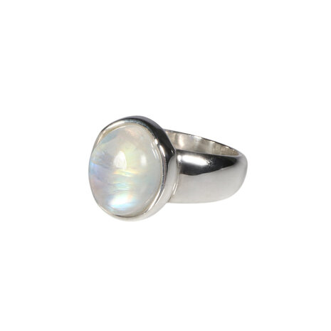 Zilveren ring maansteen (regenboog) maat 17 1/2 | ovaal 1,2 x 1 cm Zilveren ring maansteen (regenboog) maat 17 1/2 | ovaal 1,2 x 1 cm