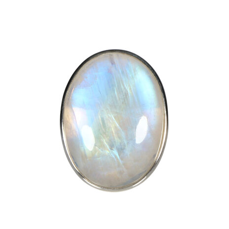 Zilveren ring maansteen (regenboog) (licht verstelbaar) maat 20 | ovaal 3,1 x 2,4 cm Zilveren ring maansteen (regenboog) (licht verstelbaar) maat 20 | ovaal 3,1 x 2,4 cm