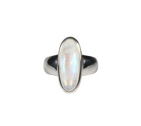 Zilveren ring maansteen (regenboog) maat 16 1/2 | ovaal 1,8 x 0,7 cm Zilveren ring maansteen (regenboog) maat 16 1/2 | ovaal 1,8 x 0,7 cm