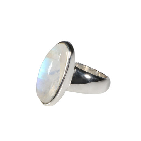 Zilveren ring maansteen (regenboog) maat 16 1/2 | ovaal 1,8 x 0,7 cm Zilveren ring maansteen (regenboog) maat 16 1/2 | ovaal 1,8 x 0,7 cm