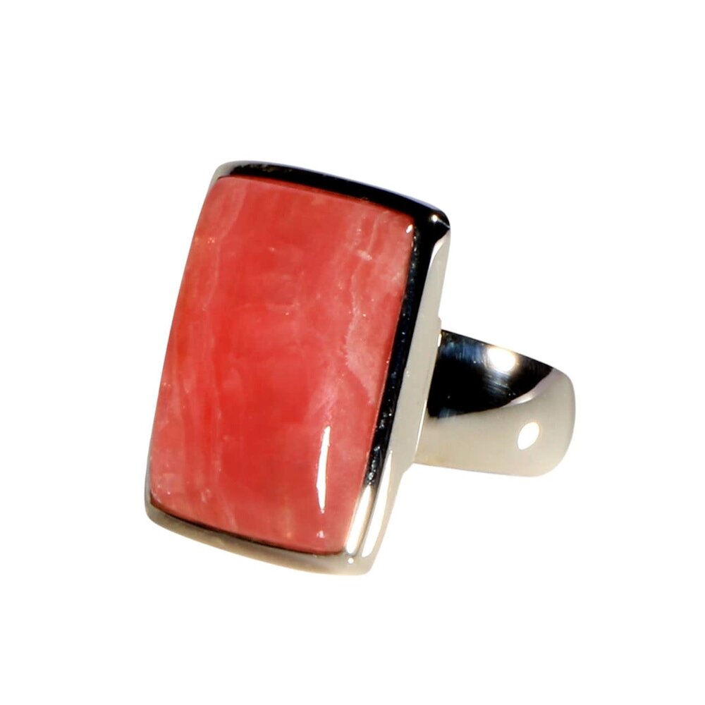 Zilveren ring rhodochrosiet maat 18 1/2 | rechthoek 2,1 x 1,6 cm Zilveren ring rhodochrosiet maat 18 1/2 | rechthoek 2,1 x 1,6 cm
