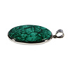 Zilveren hanger malachiet | ovaal 3,9 x 2,9 cm Zilveren hanger malachiet | ovaal 3,9 x 2,9 cm