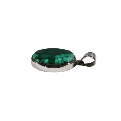 Zilveren hanger malachiet | ovaal 2 x 1,4 cm Zilveren hanger malachiet | ovaal 2 x 1,4 cm