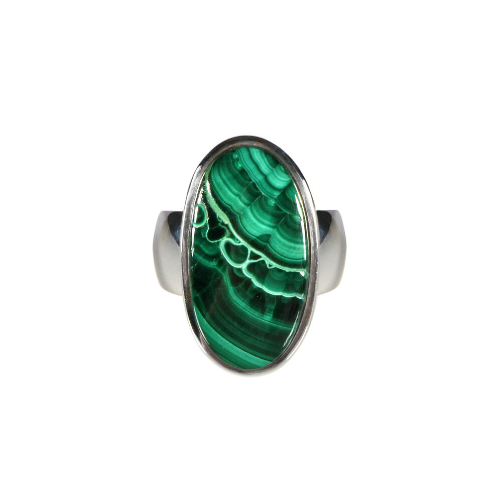 Zilveren ring malachiet maat 17 | ovaal 2,1 x 1,1 cm Zilveren ring malachiet maat 17 | ovaal 2,1 x 1,1 cm
