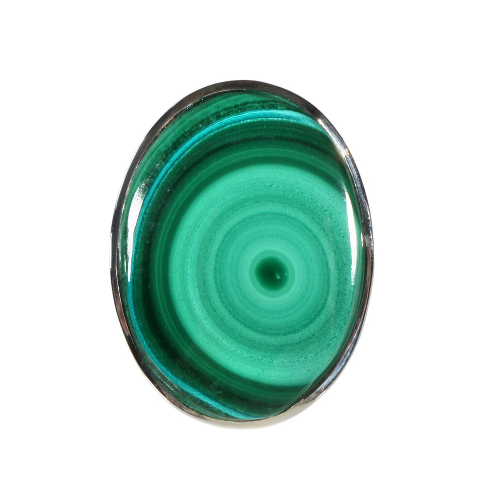 Zilveren ring malachiet maat 19 (licht verstelbaar) | ovaal 3,2 x 2,3 cm Zilveren ring malachiet maat 19 (licht verstelbaar) | ovaal 3,2 x 2,3 cm