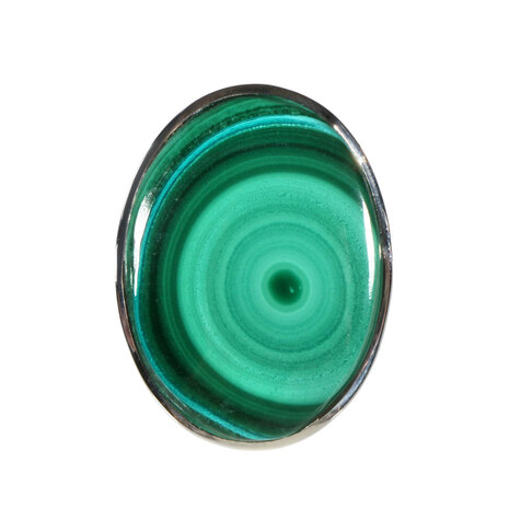 Zilveren ring malachiet maat 19 (licht verstelbaar) | ovaal 3,2 x 2,3 cm Zilveren ring malachiet maat 19 (licht verstelbaar) | ovaal 3,2 x 2,3 cm
