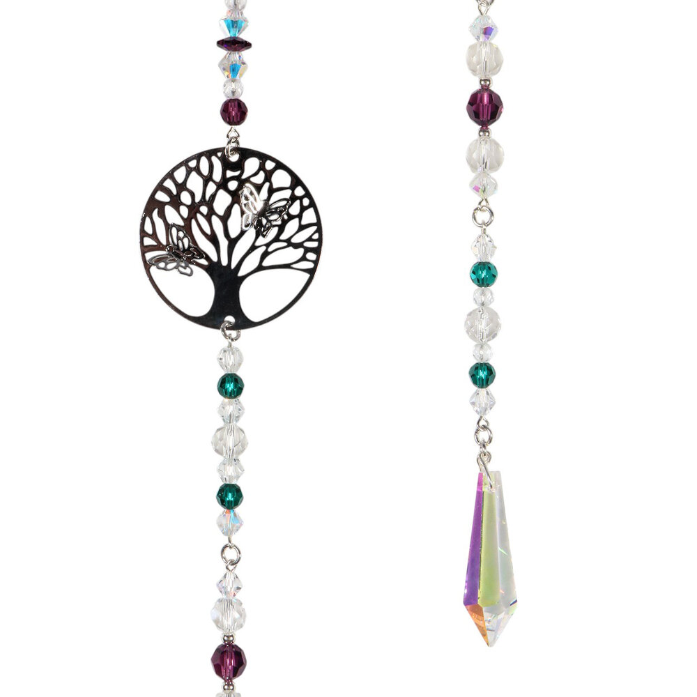 Suncatcher boom des levens met bergkristal en Swarovski kralen Suncatcher boom des levens met bergkristal en Swarovski kralen