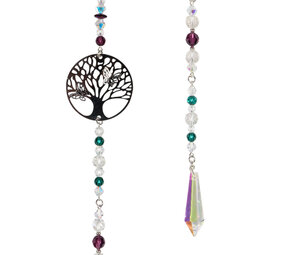 Suncatcher boom des levens met bergkristal en Swarovski kralen Suncatcher boom des levens met bergkristal en Swarovski kralen