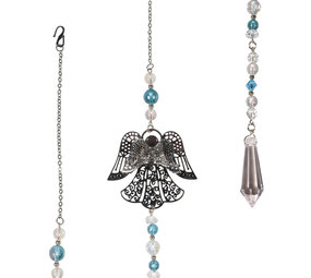 Suncatcher engel met bergkristal en Swarovski kralen Suncatcher engel met bergkristal en Swarovski kralen